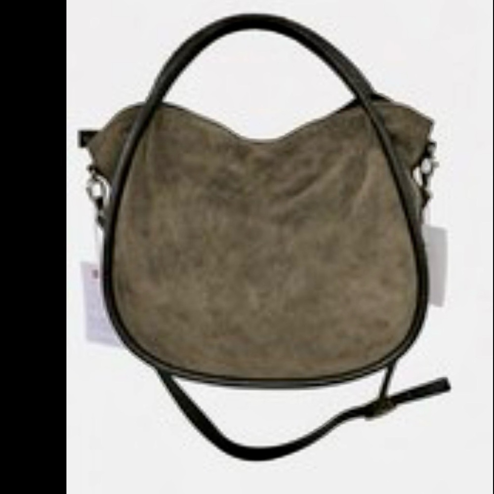 Elegant Suede Shoulder Bag - Black and Brown